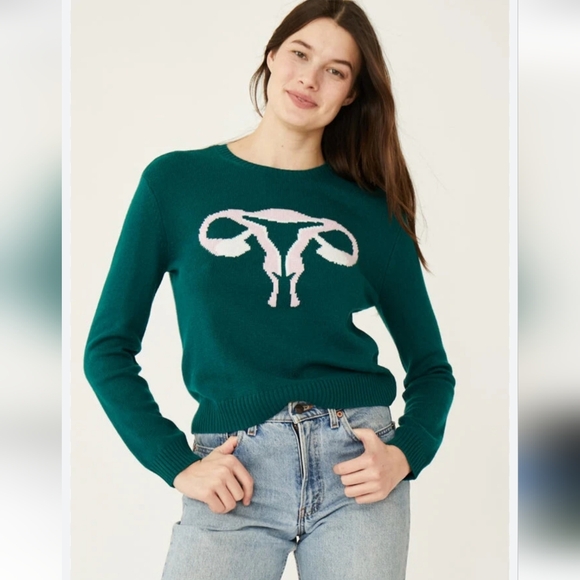 Rachel Antonoff RANDY'S REPRODUCTIVE SYSTEM SWEATER EMERALD Size Medium - Picture 9 of 9